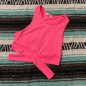 Hot pink summer tank with cross cross detail